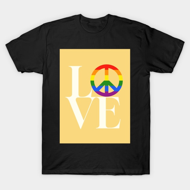 Peace and love - symbol for diversity and inclusion in yellow T-Shirt by punderful_day